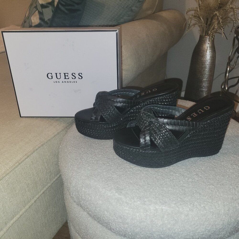 Guess Black Wedge Sandle Size 8